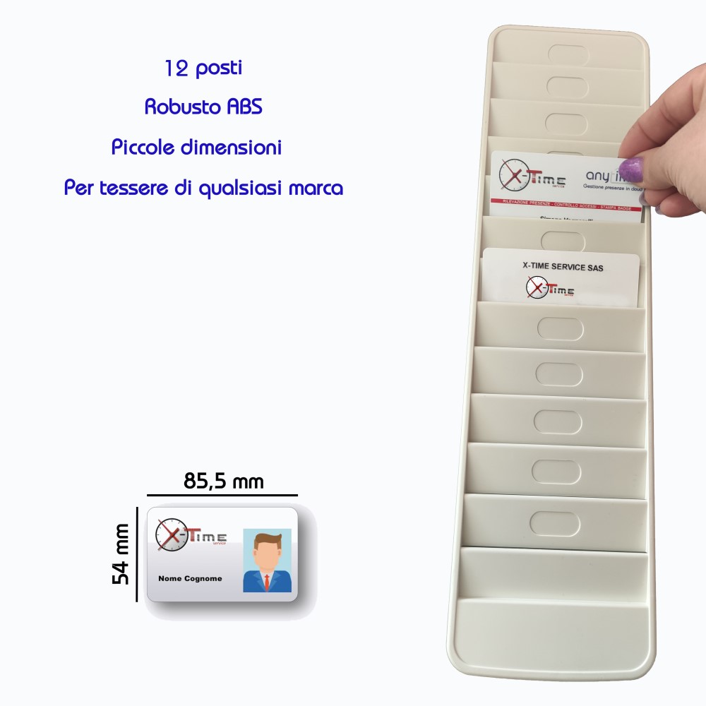 CASELLARIO PORTA BADGE DA PARETE 12 POSTI IN PVC