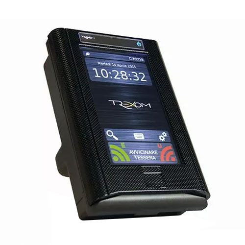 LETTORE DI BADGE CON SK ETHERNET INTEGRATA E DISPLAY TOUCH A COLORI CON LETTORE BIO E MIFARE