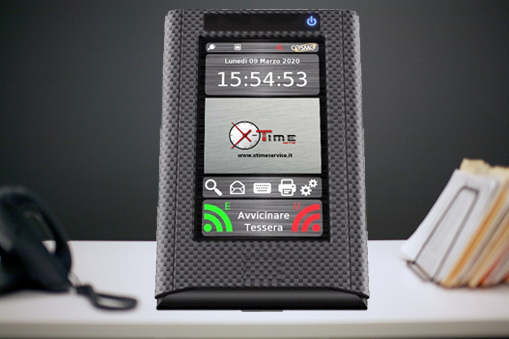 LETTORE DI BADGE CON SK ETHERNET INTEGRATA E DISPLAY A COLORI TOUCH SCREEN CON TESTINA RFID 125K